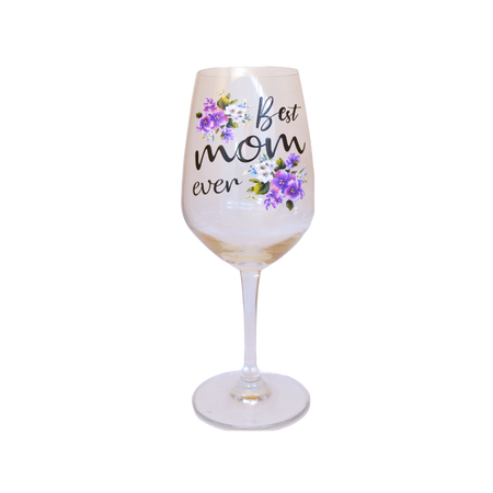 Wine Glass 455ml Best Mom Ever Floral