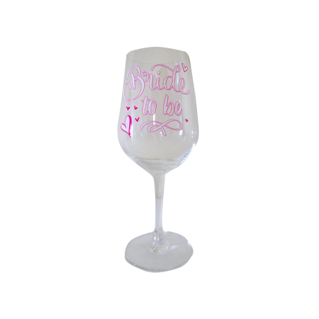 Wine Glass 455ml Bride To Be Pink Hearts