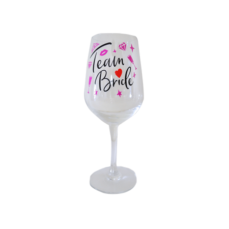 Wine Glass 455ml Bride To Be Pink Hearts
